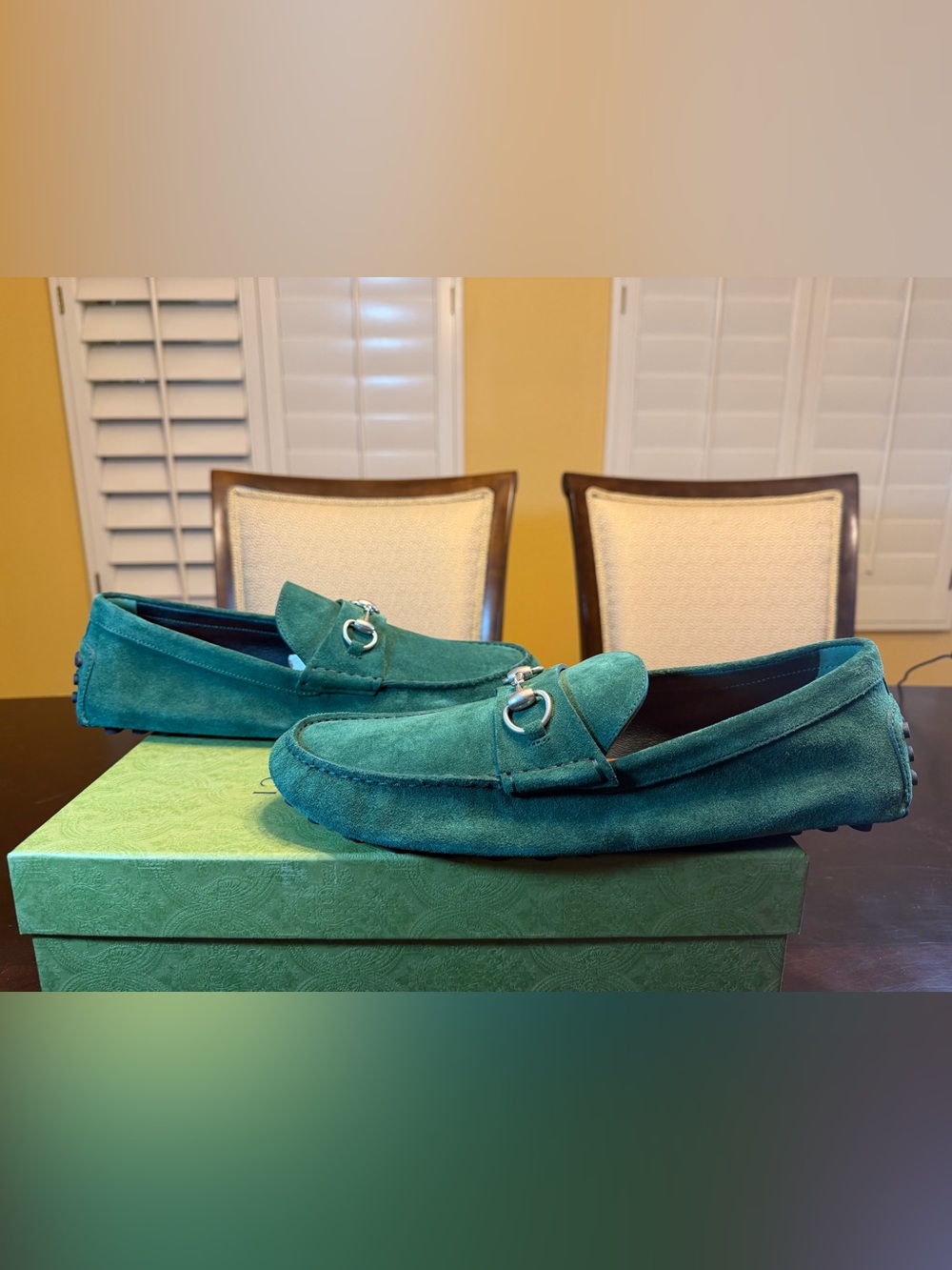 New Gucci Horsebit Suede Loafers Drivers Slip On Shoes Green UK 12 / US 12.5 - Picture 11 of 16